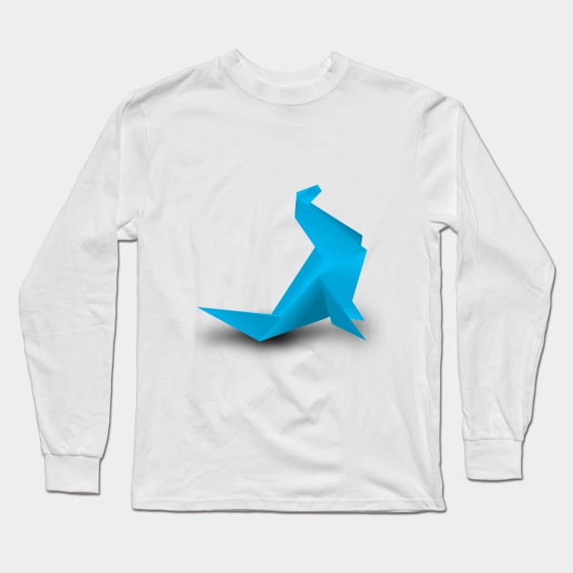 Origami Sea Lion T-Shirt Long Sleeve T-Shirt by bazza234